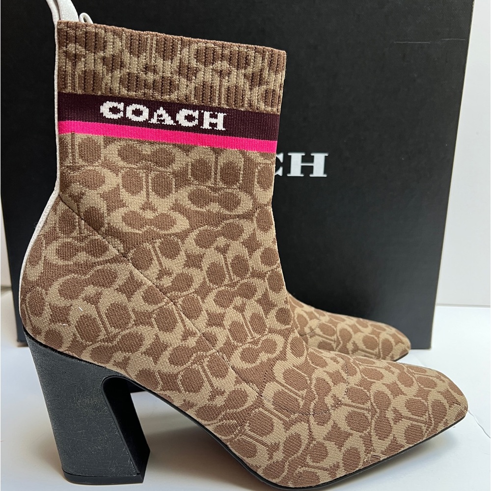 NEW Coach Tasha signature knit booties